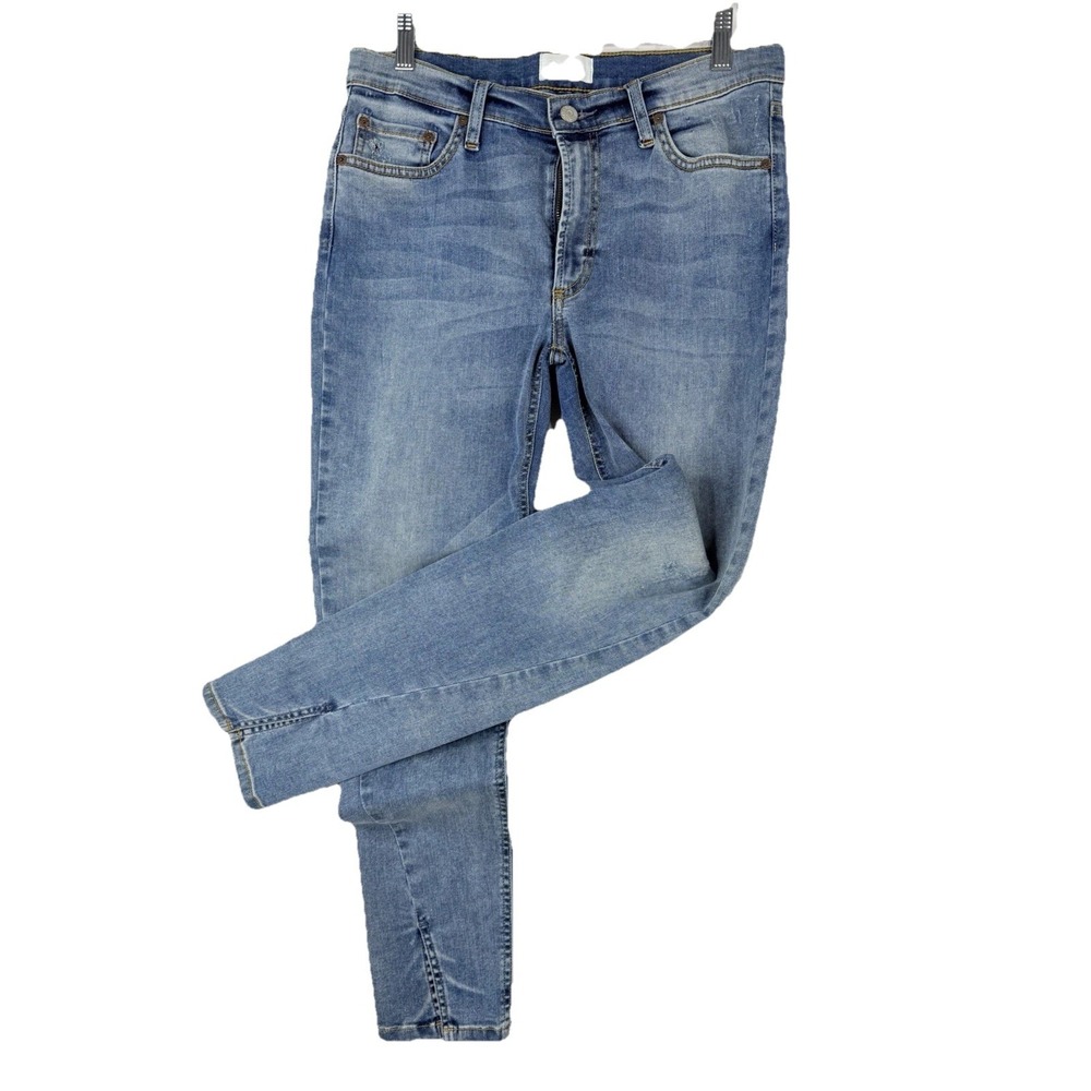 BOYISH By Her‎ Ankle Skinny Light Wash Stretch Jeans Sz-29 split-Hem-High Rise